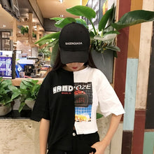 Load image into Gallery viewer, 2017 Summer New Fashion Patchwork Halajuku Loose Casual Irregular Short Sleeve Fesmale T-shirts