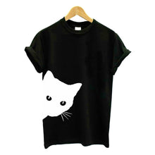 Load image into Gallery viewer, 1 Pcs Funny Cat Women T-shirt Cotton Harajuku Slim Short Sleeved Summer Shirt Sexy Korean Lady Girls Tee Tops