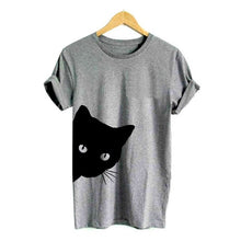 Load image into Gallery viewer, 1 Pcs Funny Cat Women T-shirt Cotton Harajuku Slim Short Sleeved Summer Shirt Sexy Korean Lady Girls Tee Tops